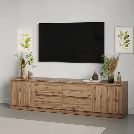 Тумба під телевізор MebelStar Нео 4Ш2Д 200x43x53 см Дуб тахо (MBS-1013)