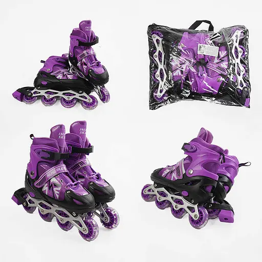 Роликові ковзани, розмір 29-33, PVC колеса, устілка 16-19 см, фіолетовий, INLINE SKATE, 24250-S