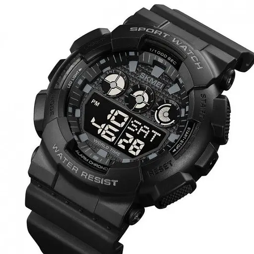 Тактичний водостійкий кварцовий годинник Skmei Stalker black - фото 4