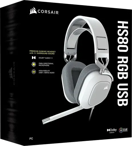 Ігрові навушники Corsair HS80 RGB USB White (CA-9011238) [75604] - фото 4