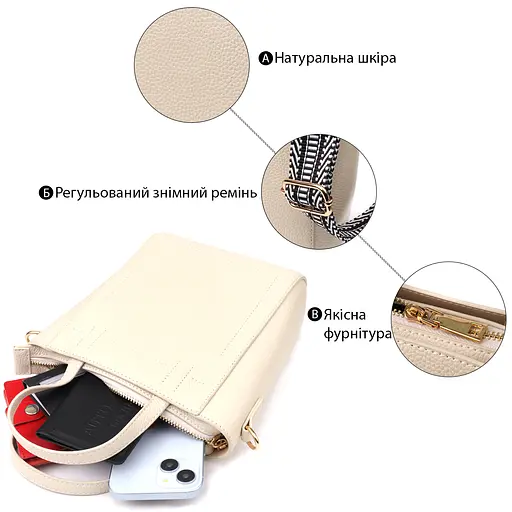 Сумка для женщин Vintage из натуральной кожи с трапециевидным кроем Vintage 16х19х9 см sum0027583 - фото 4