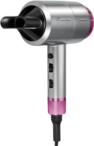 Фен MPM MSW-22, Gray/Pink, 1800W, 2 швидкості, 3 режими, іонізація, концентратор, захист від перегріву