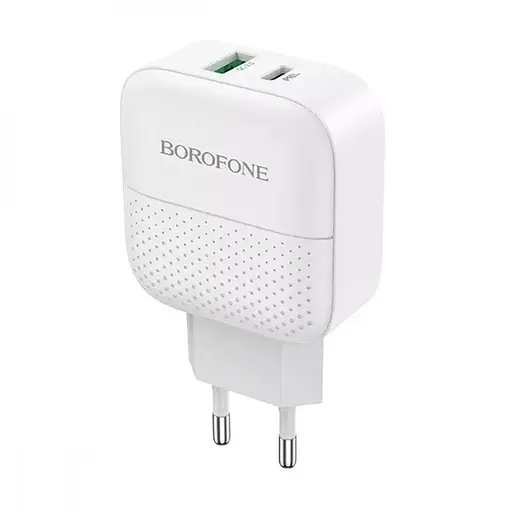 Мережевий зарядний пристрій Borofone BA46A PD + QC3.0 білий - фото 2