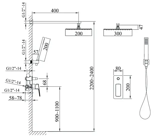 Душова система прихованого монтажу Topaz Lexi TLG 21205-H57 хром - фото 2