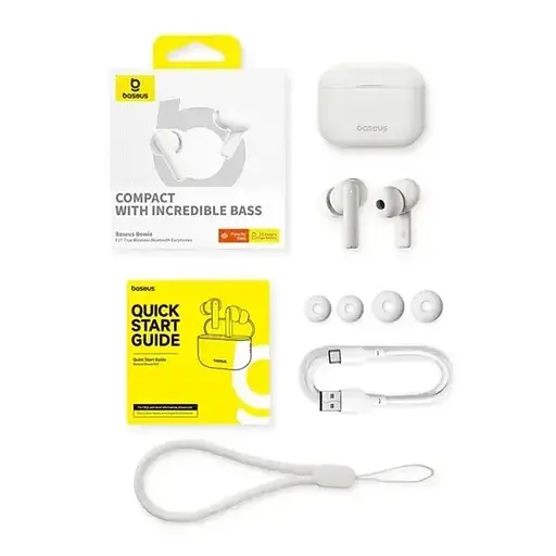 Бездротові навушники Baseus Bowie E17 True Wireless Bluetooth Earphones, ENC, TWS, BT5.3, 35mAh, 430mAh, 6h, White A00072200223-Z1 - фото 6