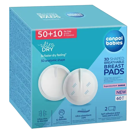 Набір: Одноразові лактаційні вкладиші Canpol babies 60 шт. + Накладки для сосків Canpol babies EasyStart розмір L 2 шт. - фото 2