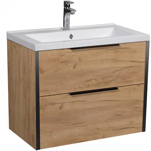 Тумба Мойдодир Line Craft 60 з умивальником Cosmo 60 дуб крафт/Чорний - фото 1