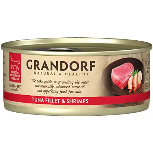 Вологий корм для котів Grandorf Tuna Fillet & Shrimps філе тунця з креветками 70 г - фото 1