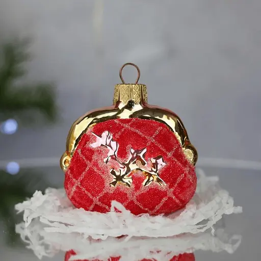 Ялинкова прикраса Санта Шоп Гаманець рожевий скло (4820001165531)