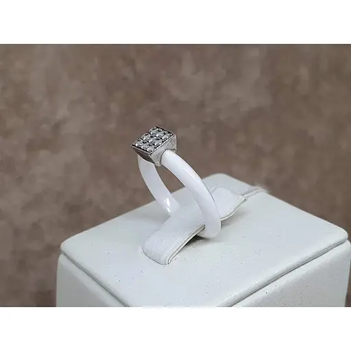 Срібне кільце Aurora з керамікою і фіанітами. С1007Б 16 - фото 3