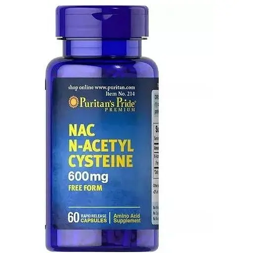 Аминокислота Puritan's Pride N-Acetyl Cysteine 600 mg, 60 капсул