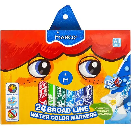 Маркери Super Washable Jumbo 24 кольори, 1632-24CB Marco, в коробці (6951572914964) - фото 1