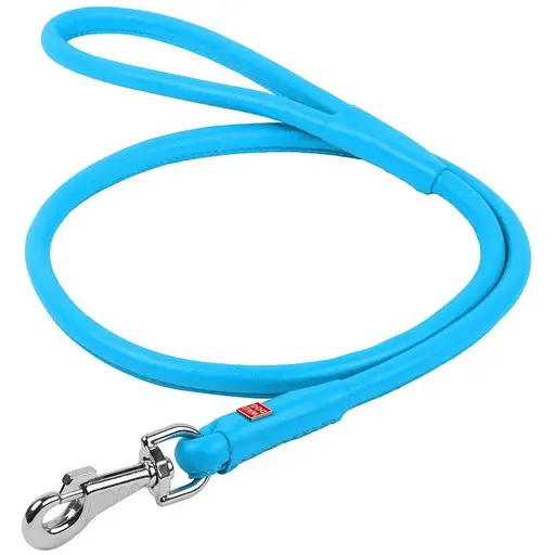 Повідець для собак Waudog Glamour шкіряний круглий, блакитний