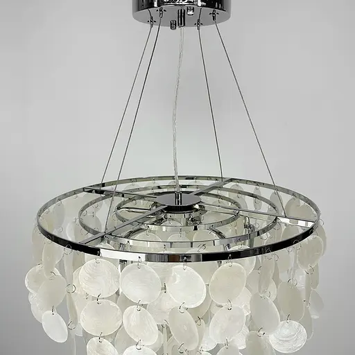 Кругла срібна люстра ATHELIA із перламутровими пластинами Ø 60 см | Арт. 1537-600 CH | Line F - фото 2