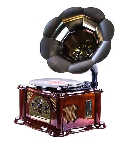 Ретро проигрыватель и радио Daklin Синатра (Винил/FM/MP3/AUX/USB/СD) дерево Вишня (11104-Т06) - фото 2