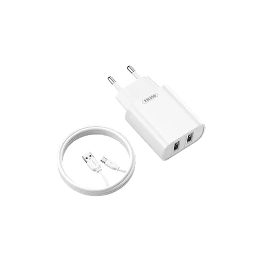 Сетевое зарядное устройство для Remax Jane + кабель USB 2.0 to microUSB 1М Белый (RP-U35-M) - фото 1