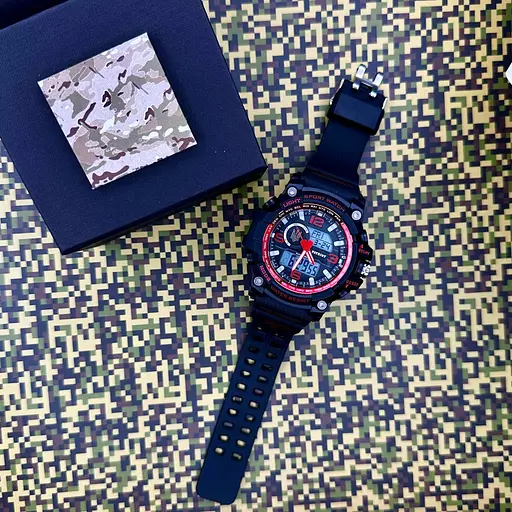 Наручные часы мужские 012BKRDUAGD Тризуб золото Чорные с красным + Коробка Patriot acs0031004 - фото 3