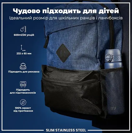 Пляшка для води ION8 металева 600 мл Stainless Steel Ash Navy (I8SS600ANAVY) - фото 5