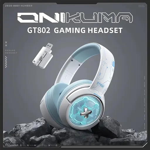 Ігрова гарнітура Onikuma GT802 бездротова з підсвіткою білий - фото 4