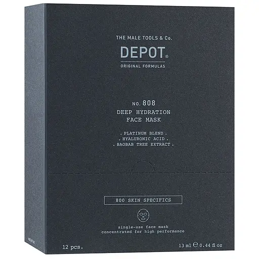 Маска зволожуюча та відновлююча Depot No.808 для обличчя та шиї (13 мл х 12 шт.)