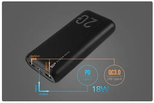 Повербанк – внешний аккумулятор Silicon Power QS15 20000mAh черный (SP20KMAPBKQS150K) - фото 5