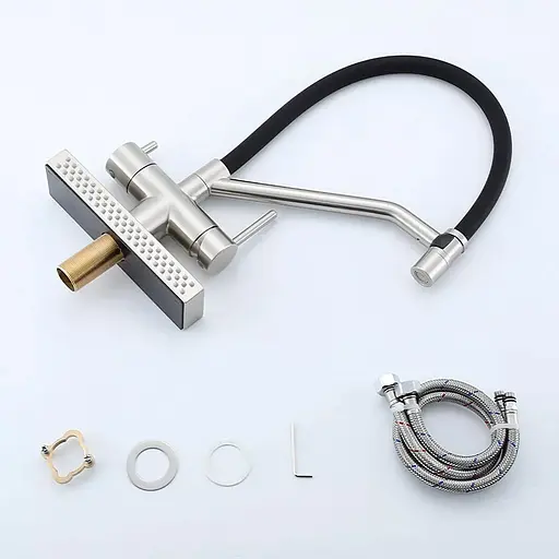 Смеситель для кухни с водопадом гибкий излив нержавеющая сталь Gappo G4098-5 Нержавеющая сталь - фото 6