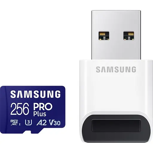 Карта памяти Samsung microSDXC 256GB Class 10 UHS-I U3 V30 A2 PRO Plus + W/Reader (MB-MD256SB/WW) (112860)