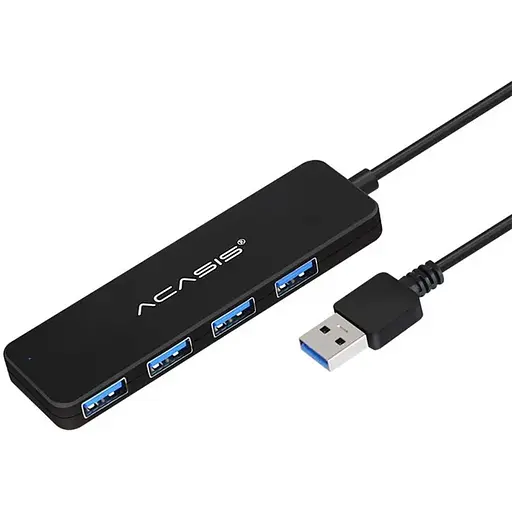 USB hub Acasis AB3-L412 на 4 порти USB 3.0, 120 см (Чорний)