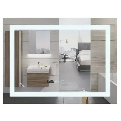 Дзеркало Mixxus WARM MR02-80x60-CASE з LED Touch, Anti-fog, димером, регулюванням яскравості, годинником (MI6671) - фото 1
