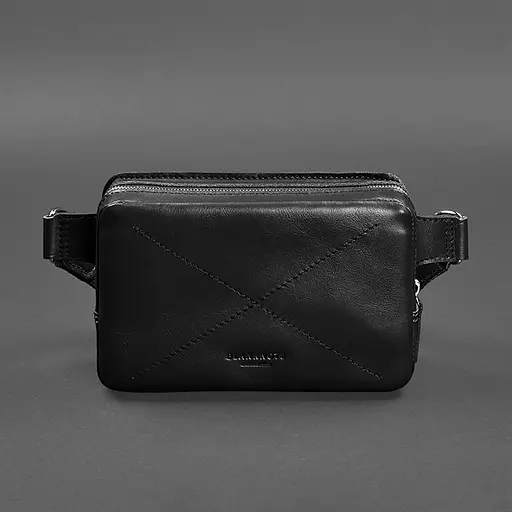 Шкіряна поясна сумка Dropbag Minі чорна - фото 10