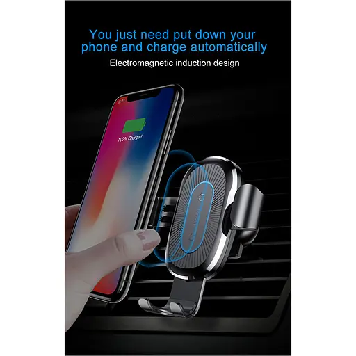 Автотримач з БЗП Baseus Gravity Wireless Air Vent (WXYL) Чорний - фото 6