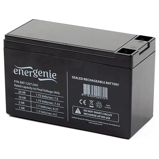 Акумуляторна батарея для ДБЖ EnerGenie AGM 12 V / 7.5 А*ч (BAT-12V7.5AH) - фото 1