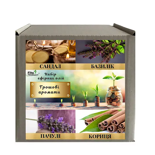 Набір ефірніх олій "Грошові аромати" (олії пачулі/базиліка/сандала/кориці)
