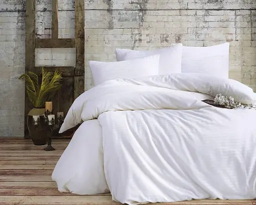 Постільна білизна Charlotte Beyaz Сатин-Stripe / простирадло на резинці Cotton Shine pbe0052119 - фото 1