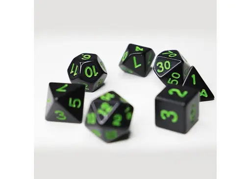 Набор кубиков Opaque 7 Dice Set - Black (w-green) , 7 шт. (g7dopaq01) - фото 4