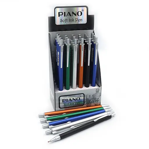 Ручка металлическая масляная Piano, 0.7 мм, синяя, Soft Ink Pen, 24 шт.