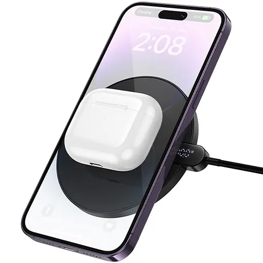 БЗП Hoco CW62 Peak with digital display and cable 15W Black - фото 2