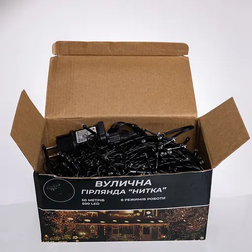 Новорічна гірлянда вулична Різдвяна фея GarlandoPro 50 м 500 LED чорний провід Білий CF500L50MBW - фото 4