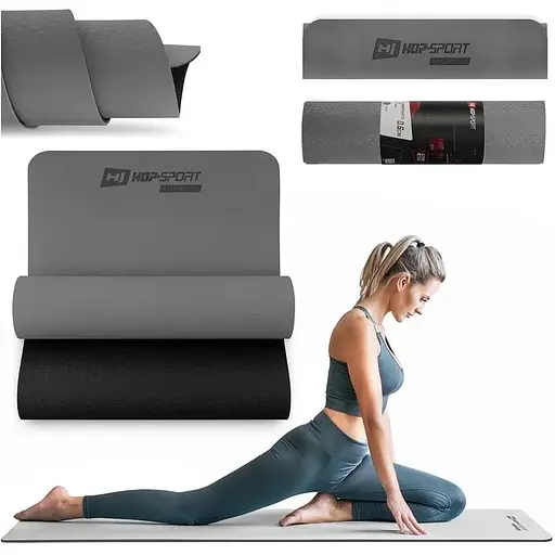 Мат для фитнеса и йоги Hop-Sport TPE 0,6см HS-T006GM серый - фото 9