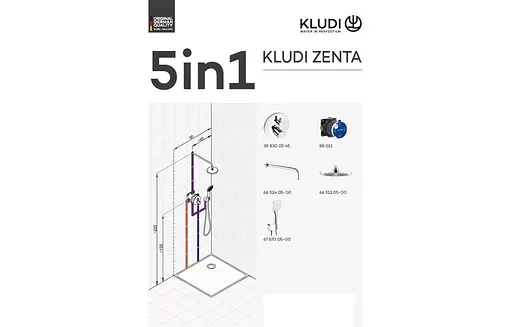 Душова система прихованого монтажу з термостатом Kludi Zenta SL 250 хром 388320545 - фото 2