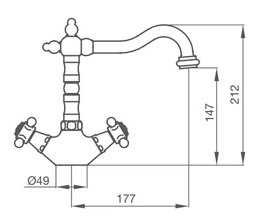 Смеситель для умывальника GRB Classical 211700 Хром - фото 3
