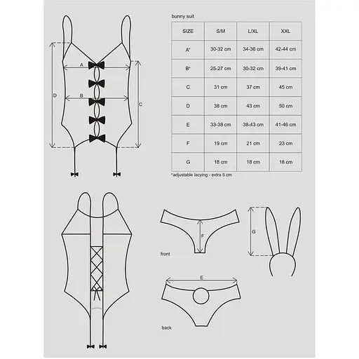 Эротический костюм зайки Obsessive Bunny suit 4 pcs costume pink L/XL - фото 7