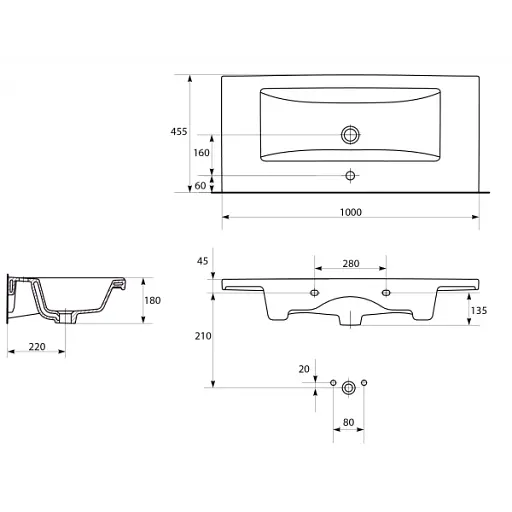 Умивальник меблевий Cersanit Como 100 см K32-016-EX1 30412 - фото 3