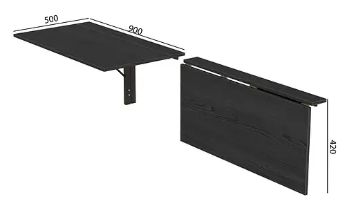 Обідній стіл-трансформер Ніка настінний Ferrum-decor 420x900x500 Чорний метал ДСП Сосна Кембра 16 мм (FRD-105166) - фото 7