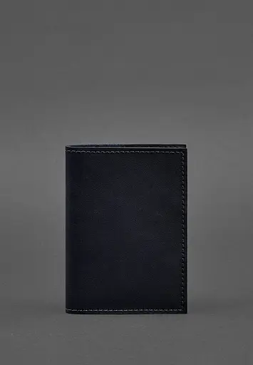 Кожаная обложка для паспорта и военного билета 1.2 синяя Краст - фото 2