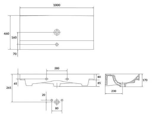 Умивальник меблевий Cersanit Larga 100 см Білий K120-011 30412 - фото 3