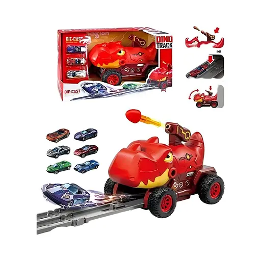 Машинка з треком CY 2222 A, запускатор, стріляє снарядами, довжина траси 87 см, 3 металопластикові машинки - фото 3