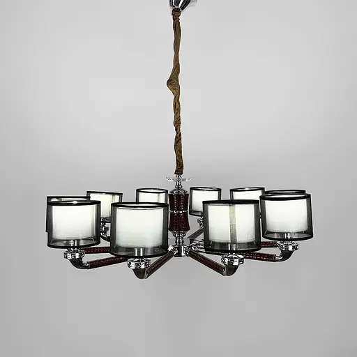 Плафонная люстра с элементами коричневой экокожи Line.F S 198/10 BR - фото 3