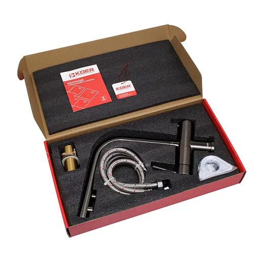 Змішувач для кухні на дві води Koer KB-72001-07 KR3393 Графит - фото 7