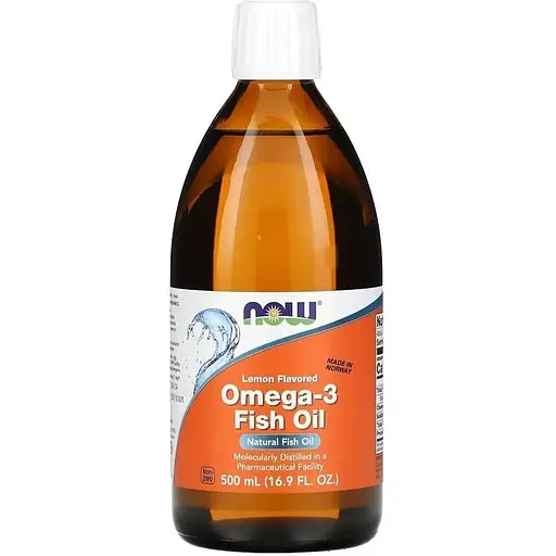 Жирные кислоты NOW Omega-3 Fish Oil, 500 мл лимон - Лимон